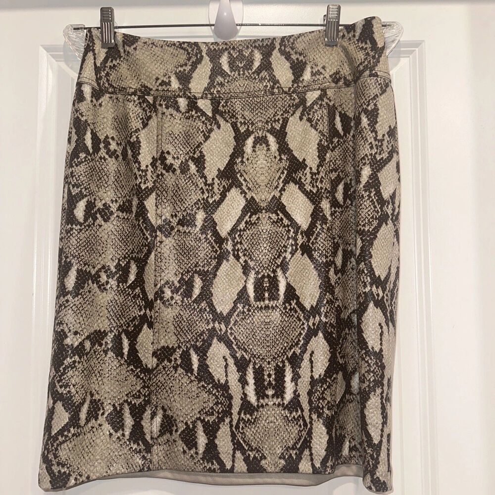 Chicos Small 4 Pencil Skirt Snake Leopard Animal Print Stretch Polyester Career
